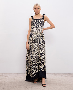 Maurizio Beige printed silk maxi dress MZS6W06020481