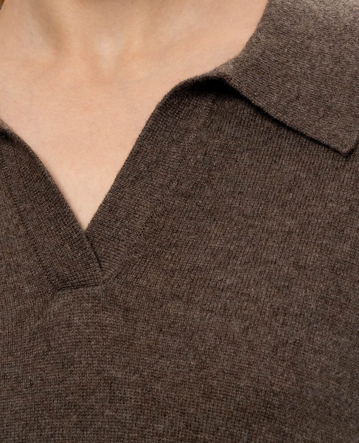 Katriel brown cashmere pullover with polo collar LISA YANG 5