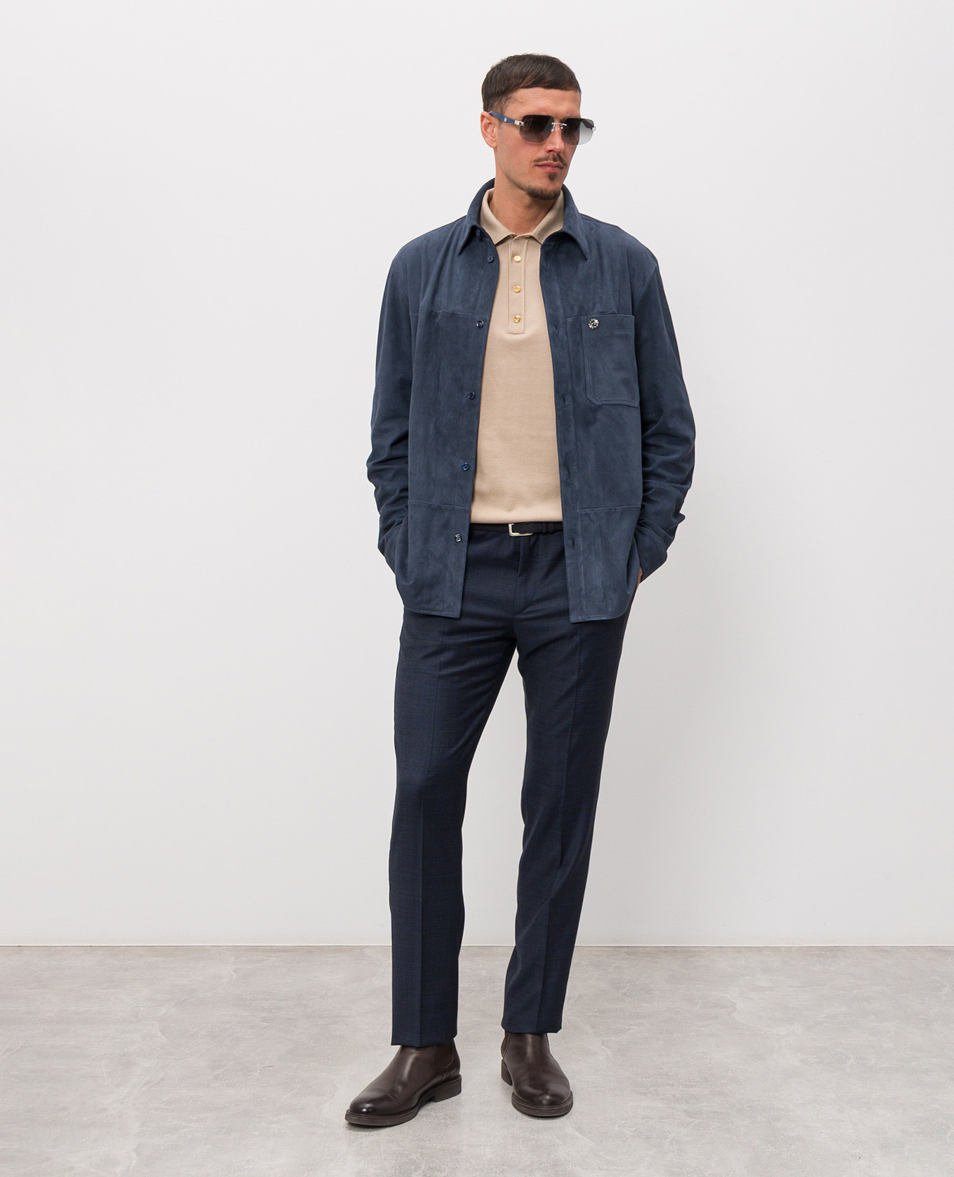 

Beige long-sleeved polo with silk Stefano Ricci