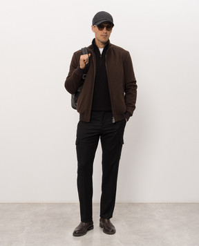 Stefano Ricci Black wool and silk cargo pants M1T6300190WK002V