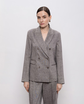 Peserico Gray double-breasted wool and linen jacket A0171205814