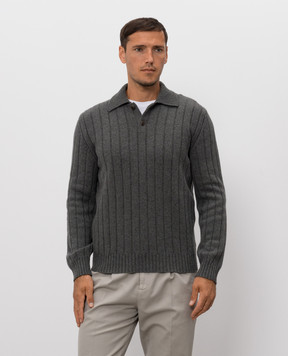Brunello Cucinelli Green cashmere sweater with polo collar M22506005
