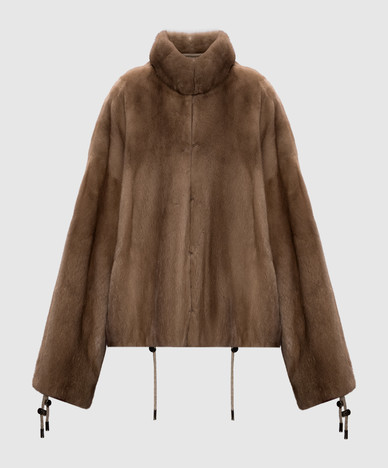 Manteau de vison réversible marron