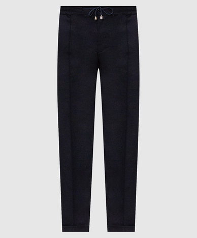 Blue wool trousers with lapels