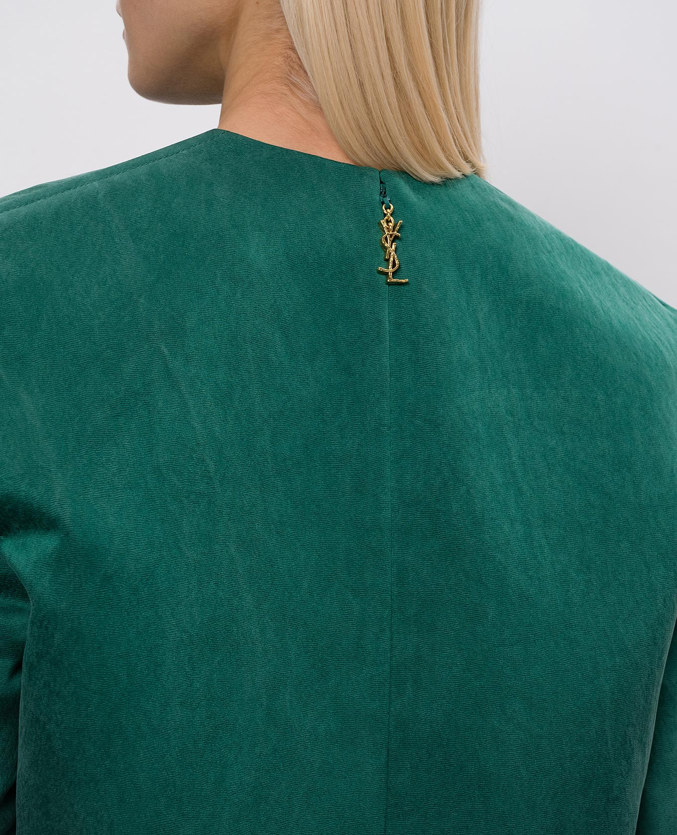 Green silk mini dress with accent shoulders Saint Laurent 5