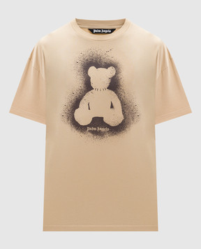 Palm Angels Beige Spray Bear T-shirt PMAA109S26JER001