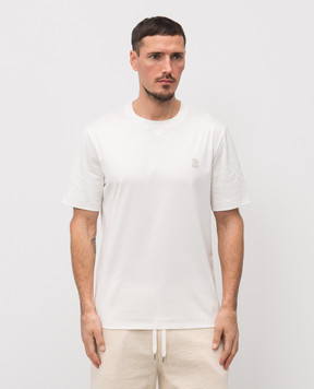 Brunello Cucinelli White T-shirt with embroidered emblem M0B131328G