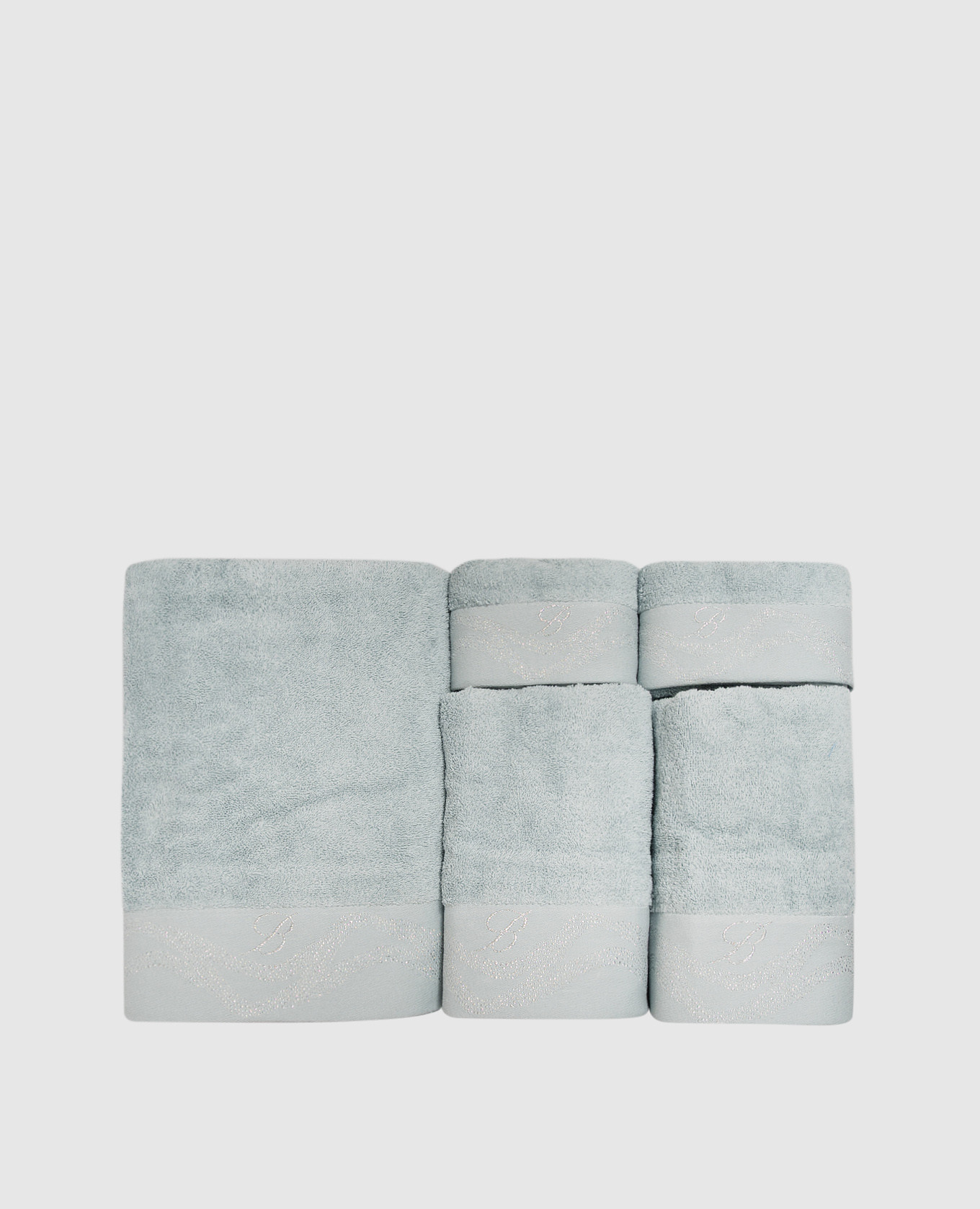 Set of blue Crystelle terry towels with embroidery 5 pcs