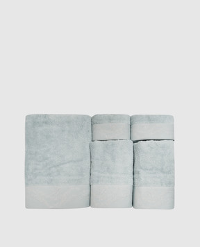 Blumarine Home Set of blue Crystelle terry towels with embroidery 5 pcs H0000230044