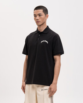 Palm Angels Black polo shirt with contrast logo print PMGB012S26FAB005