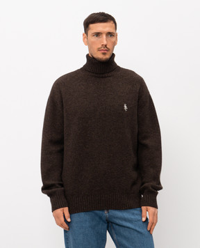 Sporty & Rich Gray wool sweater with monogram embroidery WS08265302BR03
