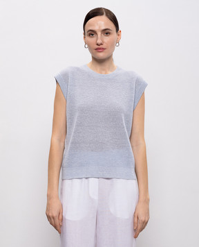 Peserico Blue top with linen M99156F1409386