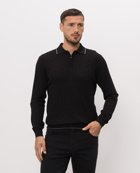 Stefano Ricci Black wool, silk and cashmere polo shirt KE08020P30E26370