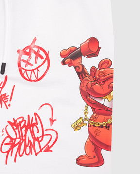 Sprayground Vandal Diablo Bear Kids White Shorts SPY1400E