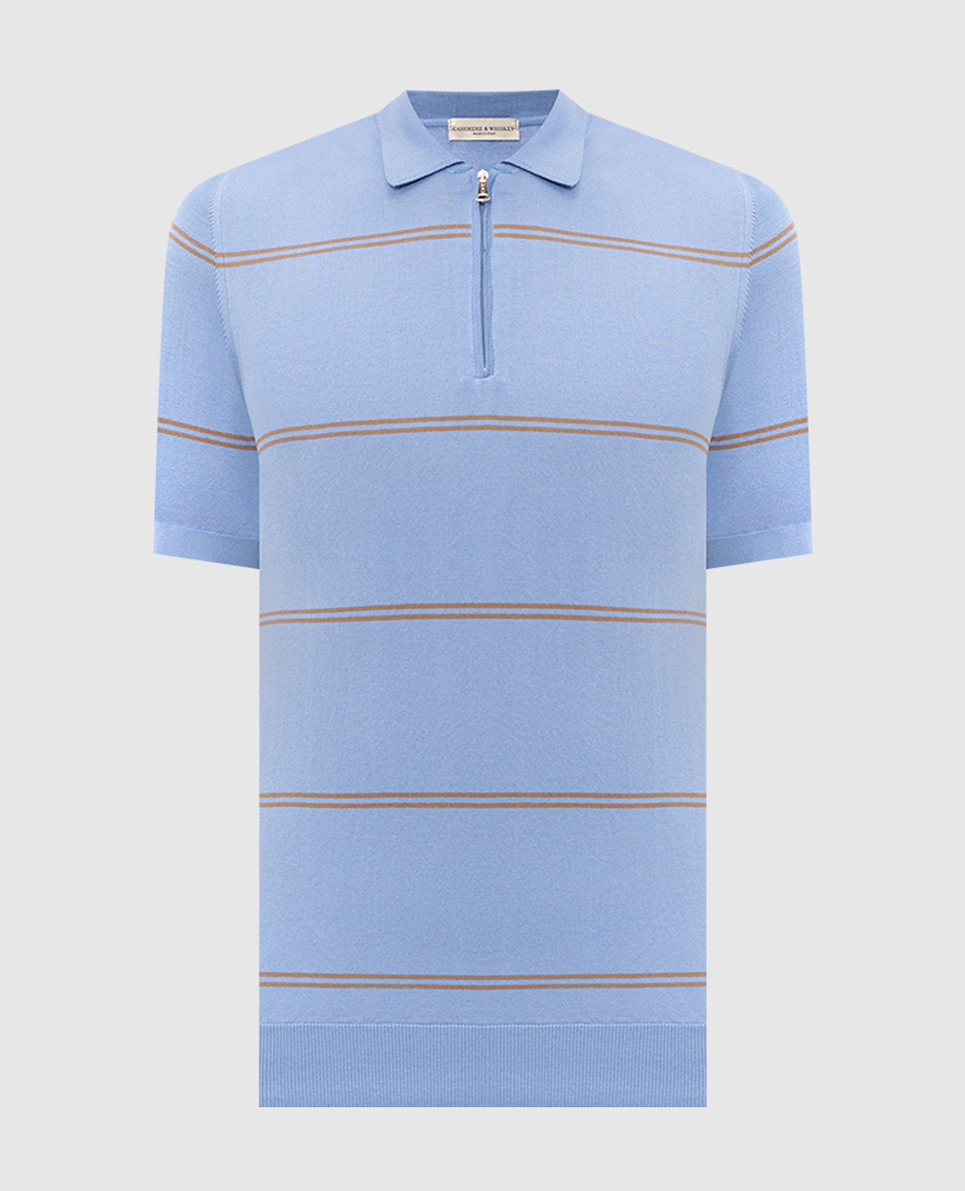 Blue striped polo shirt
