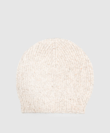 Beige Alpaka- und Seidenhut