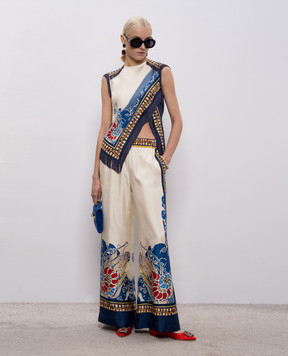 La DoubleJ Beige printed silk palazzo pants TRO0026SIL006LEM02