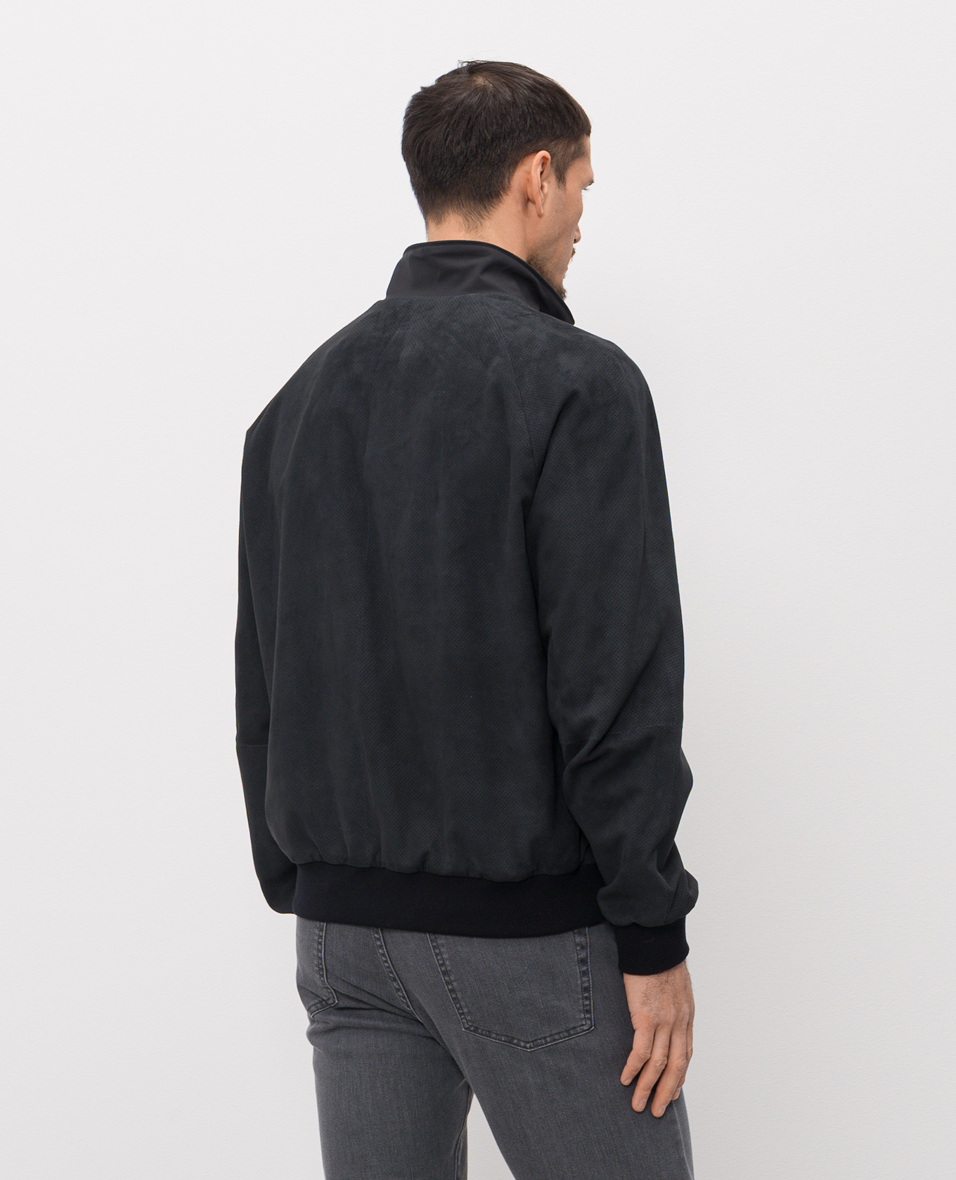 Black suede combination jacket Canali 4