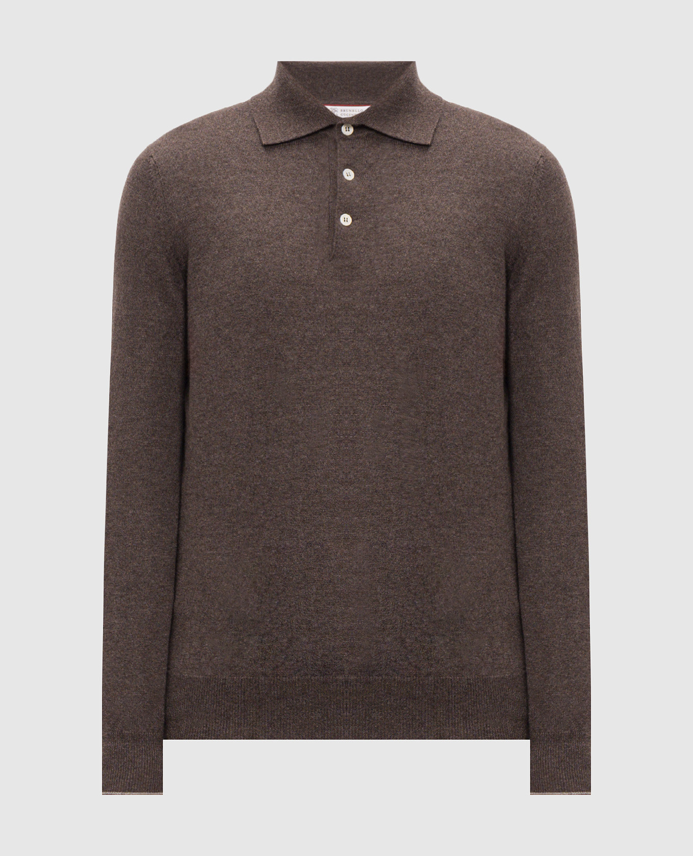Brown cashmere polo shirt