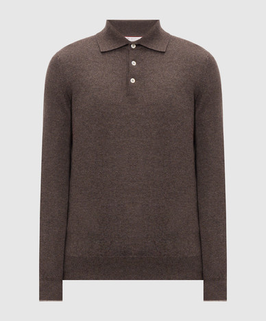 Brown cashmere polo shirt