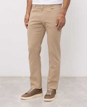 Canali Beige jeans with logo patch PD0163791719