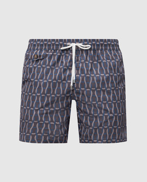 Enrico Mandelli Grey printed swim shorts MARLIN6070