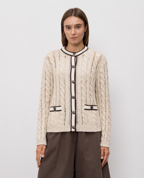 Brunello Cucinelli Beige cardigan with wool and cashmere MGT352206P