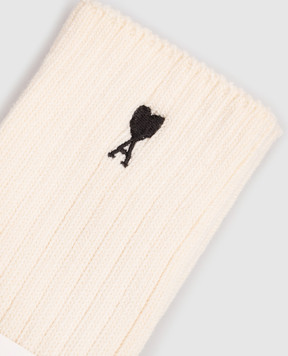 Ami Paris Beige socks with embroidered logo USC628AK0024m