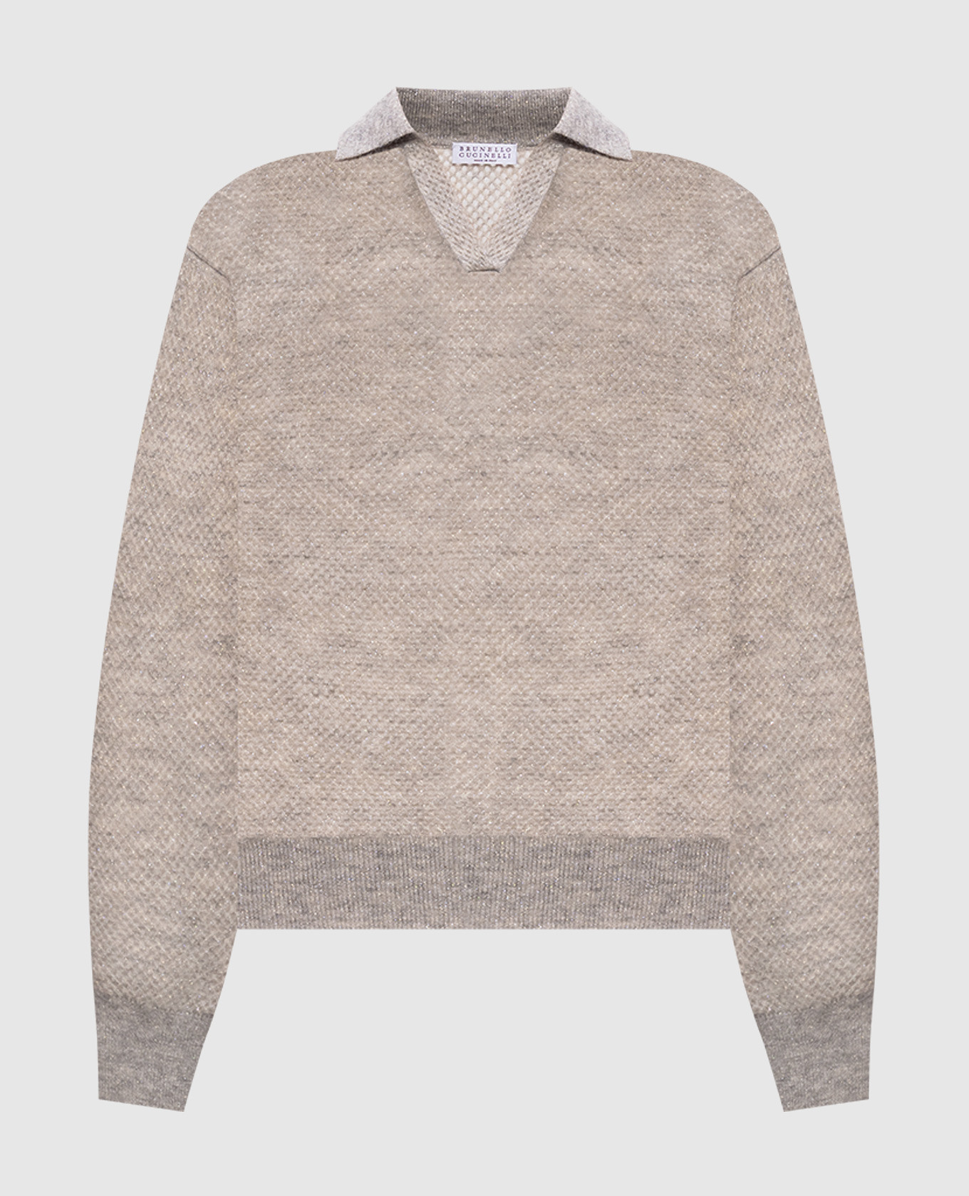 Gray wool sweater with lurex