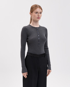 Simkhai Susanne grey ribbed silk and cashmere bodysuit 5268009K