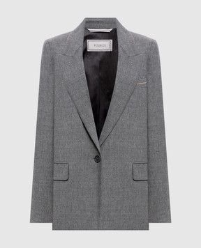 Peserico Gray wool jacket with monil chain A01637Z03358