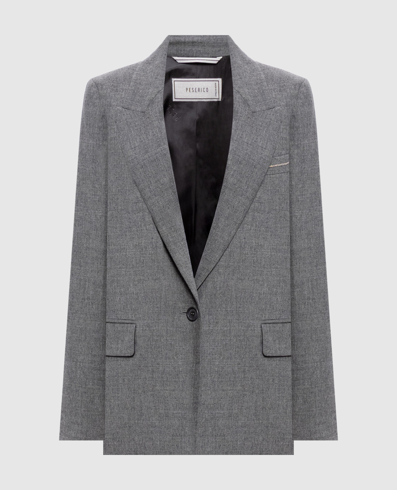 Gray wool jacket with monil chain