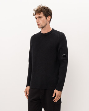 C.P. Company Black jumper with logo patch MKN101A006608A