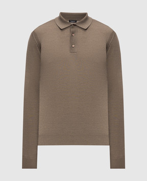 Stefano Ricci Brown cashmere and silk polo shirt K606125P03F26302