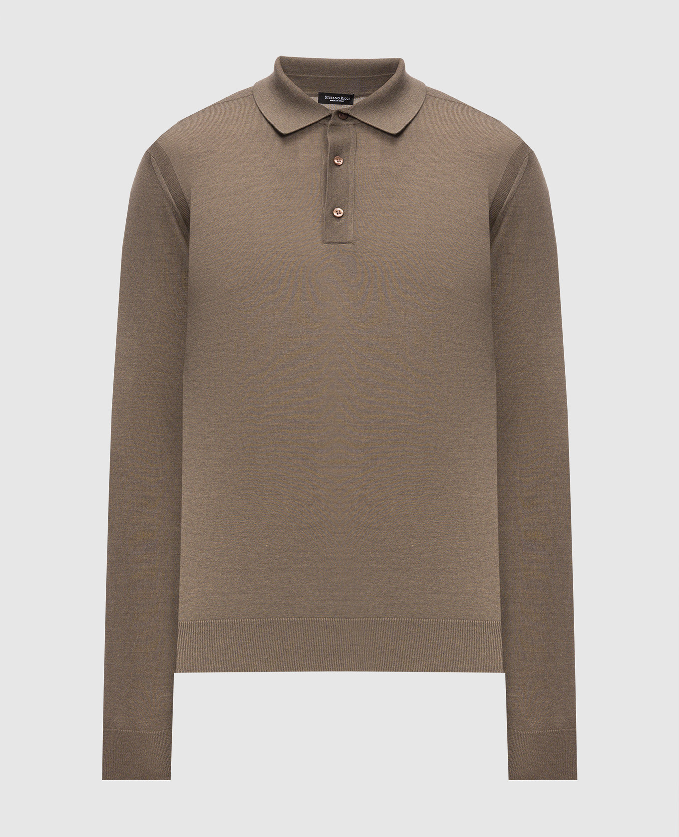 Brown cashmere and silk polo shirt