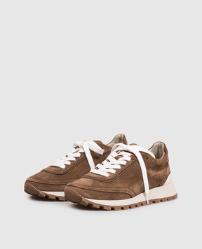 Brunello Cucinelli Brown suede sneakers with monil chain MZSFG3318P