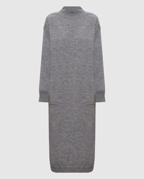 Peserico Gray wool, silk and cashmere dress with monil chain S92217F079018F