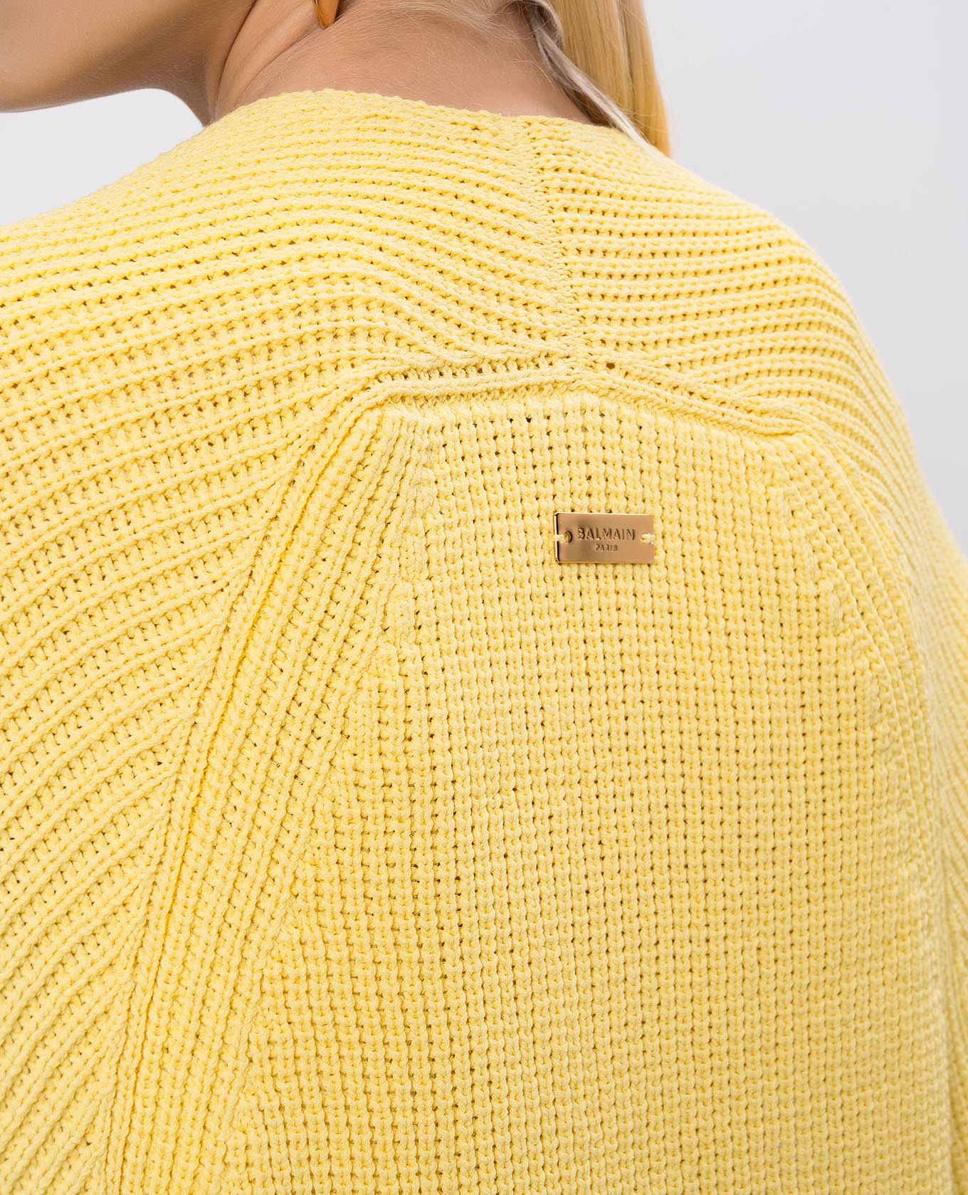 Yellow cardigan with logo engraving Balmain 4