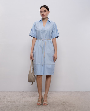 Peserico Blue dress with a monil chain A0251301979