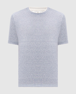 Brunello Cucinelli Blue melange linen T-shirt MW8357427