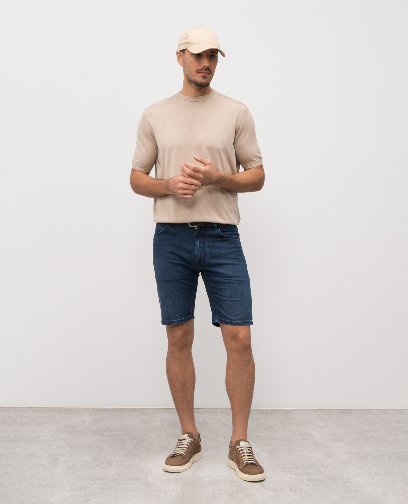 

Beige silk T-shirt with monogram logo Stefano Ricci