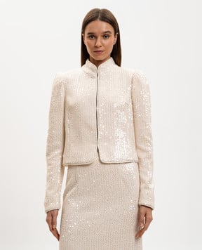 Twinset Beige tweed jacket with sequins 261TP2621
