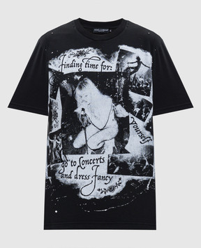 Dolce&Gabbana Black T-shirt with print F8V90TGDDH4