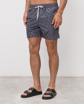 Enrico Mandelli Grey printed swim shorts MARLIN6070