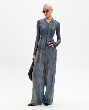 Masnada Blue cardigan with silk 8090