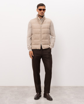 Enrico Mandelli Beige wool and cashmere down vest 4T772A5804