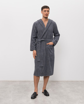 Hamam Gray terry bathrobe ASH LIGHT with hood ASHLIGHTBATHROBE