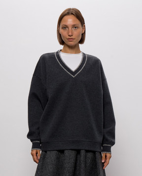 Brunello Cucinelli Gray pullover with lurex MD991B2Q02