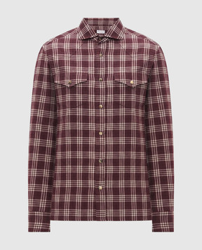 Brunello Cucinelli Burgundy checkered button-down shirt MY6554008