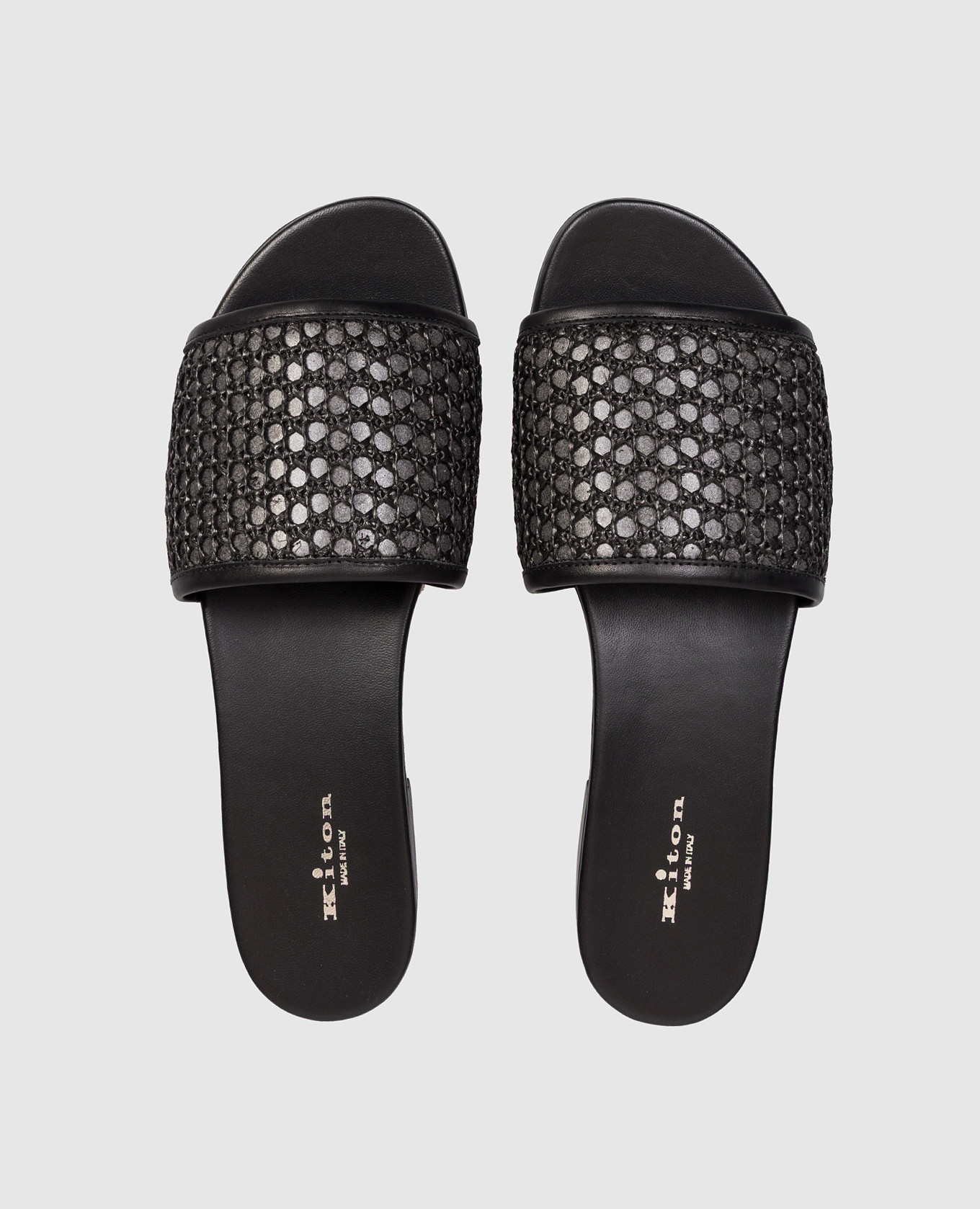 Black flip-flops with weaving Kiton 4
